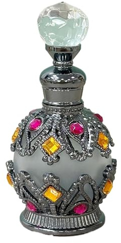 Contenedor de perfume, botella atomizadora, vacío recargable, portátil, vintage, lujoso, decorativo, con incrustaciones de joyas para mujeres, adultos, madre, 1.57 x 1.57 x 3.27 pulgadas, K.gld, Refer