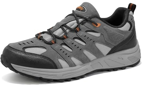 Kricely Scarpe da Trekking Uomo Escursionismo Scarpe Traspiranti All'aperto Montagna Antiscivolo Arrampicata Scarpe Sportive Sneakers(Grigio 42)