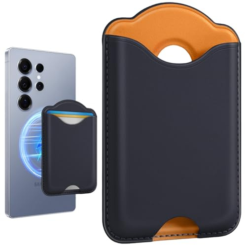 Shorogyt Compatible with Magsafe Wallet Magnetic Card Holder - Phone Wallet for Samsung S26/S25 Series, for iPhone 17/16/15/14/13/12 Series for Women Men for Mag RFID Magnet Fit 3 Cards, Yellow Blue