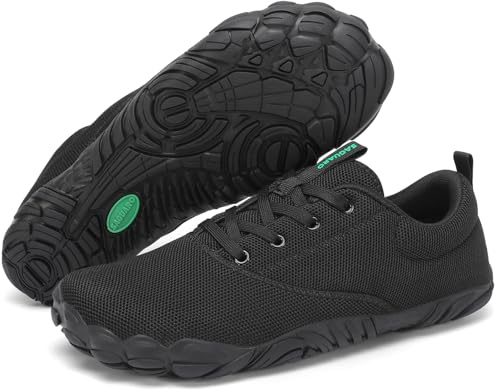 SAGUARO Unisex minimalistiska lätta och halkfria barfotskor, storlek 36–48, Svart, 45 EU