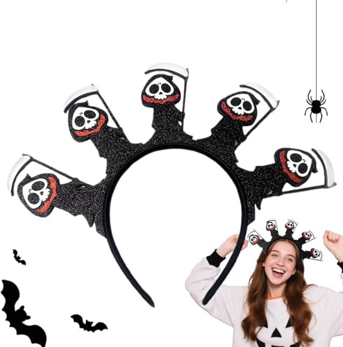 Halloween Huvudband För Kvinnor,Spöklika Huvudband Med Spökdesign - Glittrande Paljetthårband Unisex Fotoaccessoar till Jul Fest Semester