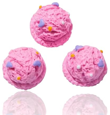 Pack of 10 Baby Pink Ice Cream Scoop Scoops Fake Food Mini Craft Supplies Supply Resin Cabochon DIY Crafting Junk Charm Plastic Charms Flat Back Phone Custom Acrylic Jewellery Making 18-11mm