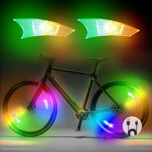 flintronic 2 Pezzi Luci dei Raggi della Bicicletta, Luci per Ruote LED per Bici, Luci a LED per Bici, Luce per Raggi per Bici Impermeabile, 3 modalità Lampada Flash