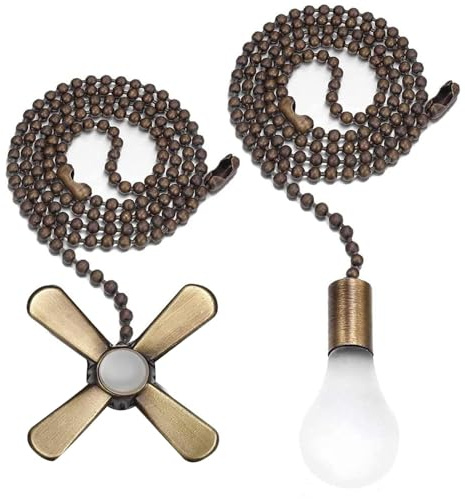 Cadena De Tracción Para Ventilador De Techo - Interruptor De Bombilla De Diversión De Extensión De 2 Piezas, Ventiladores Y Lámparas De Accesorios Universales, Material Ligero Duradero | Cocina, Sala,