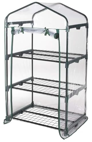 Serra da Giardino e Balcone Compatta con 3 Ripiani 69x49 h 125 cm, Copertura in PVC Trasparente
