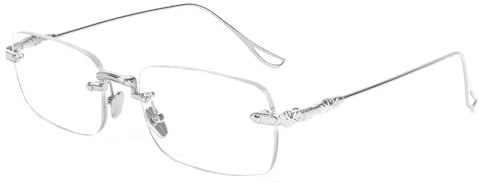 MMOWW Rimless Lesebrille für Damen Herren Blaulichtfilter Leichte Metall | Stylisch Rechteckig Leser
