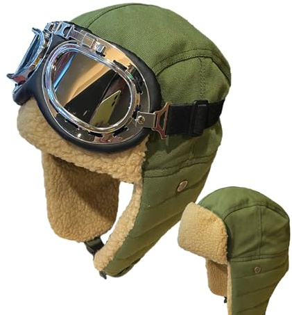 Gorro De Cazador: Gorro Cálido con Gafas | Disfraz Vintage De Sombrero para Clima Frío | Equipo De Invierno para Mujeres, Hombres, Camping, Motociclismo, Ciclismo, Deportes De Nieve, Escalada, A