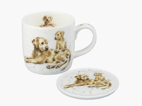 Royal Worcester Wrendale Deigns 0,3 liter labrador hundmugg och underlägg set hängivenhet
