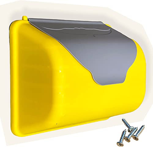 Kinder Briefkasten für Spielturm Grau Gelb – Wetterfester Kunststoff Spielhaus Zubehör – Briefkasten Outdoor für Kinder Spielturm Garten – inkl. Schrauben – 25 x 22,6 x 13,6 cm
