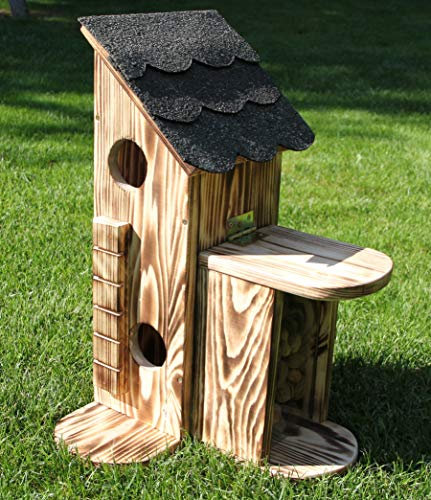 Eichhörnchenfutterhaus-Eichhörnchen-Haus-Eichhörnchenhaus-Futterautomat-Futterhaus-Nistkasten-Kobel-Holzschindeldach-Vogelhaus-Eichhörnchenhaus-Eichhörnchenkobel