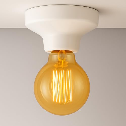 E27 Lampada da incasso in porcellana, 230 V, smaltatura bianca