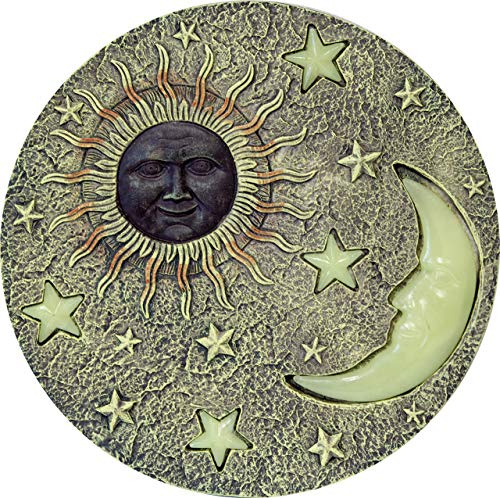 Lemodo Trittstein, Motiv Mond, leuchtet im Dunkeln, Polyresin, Dekostein für Außenbereich