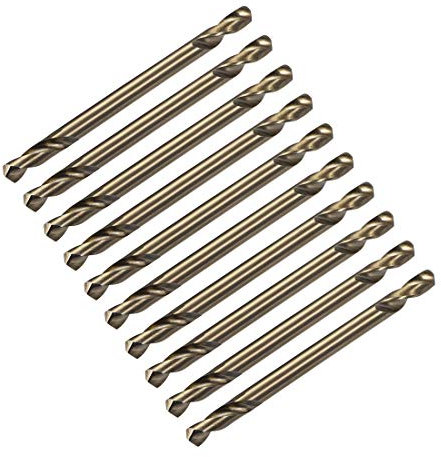 sourcing map 10 Stk. Doppel Ende Spiralbohrer Titanbeschichtung Zylinderschaft HSS 3,2mm Dmr.