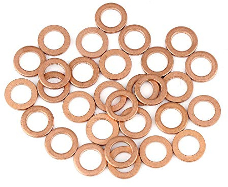 X AUTOHAUX Rondelle Plate Cuivre Joint Étanchéité Anneau Pour Voiture 30pcs | Joint D'Étanchéité, Bonne Conductivité, Résistant Chaleur, Facile Installation, Pour Hydraulique, Eau, Carburant