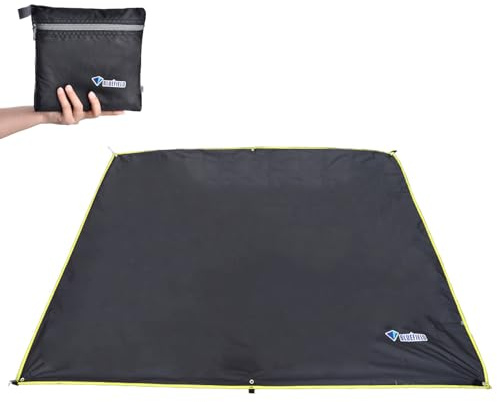 TRIWONDER Tarp Ultra Léger Tapis de Sol Camping Bâche de Tente Anti-Pluie Auvent Imperméable pour Randonnée Pique-Nique Plage (B - Noir, M - 180 x 220 cm)