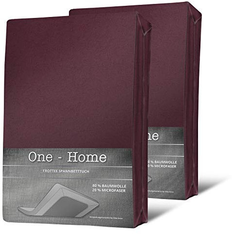 one-home 2er Pack Spannbettlaken FROTTEE 90x200 cm - 100x200 cm Bordeaux Spannbetttuch