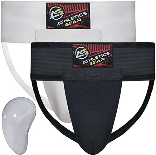 Groin Guard with Gel Cup, Ideal Protection for Athletic, Martial Arts, MMA, Kick Boxing, Muay Thai and Cricket Sports (Black, Small)