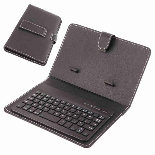 cigemay 2 in 1 Flip Case Cover Bluetooth Keyboard,Detachable Wireless Bluetooth 3.0 Keyboard Premium PU leather Folio Stand Case Cover for iOS/Android Phones Laptop(Black)