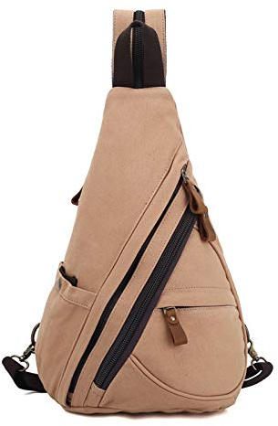 FANDARE Unisexo Bolsa de Pecho Bolsos de Hombre Mujer Mochilas Lona Bolsos Cruzados Sling Crossbody Bag Bolsa de Hombro Honda para Conmutar Viaje Deportiva Trabajo Escuela Daypack Marrón
