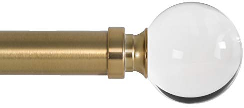 Ivilon Drapery Treatment Window Curtain Rod - Acrylic Ball 1 inch Pole. 120 to 240 Inch. Warm Gold