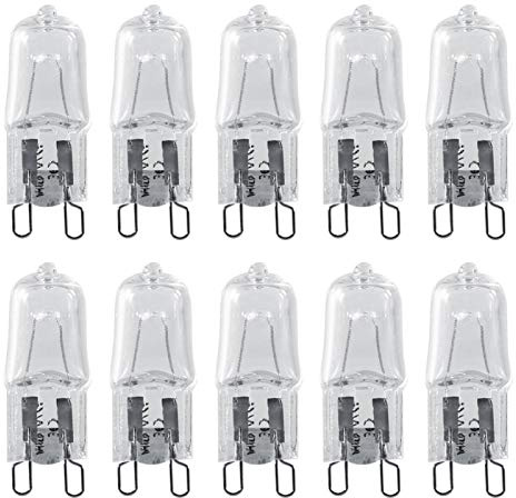 AUNMAS 10 Stück G9-Glühbirne, 4cm x 1,4cm Halogen-Glühbirne G9 Sockel 120V 40W 2900K Warmweiß Glühbirne Home Kronleuchter Glühbirne für Deckenleuchte, Unterschrank