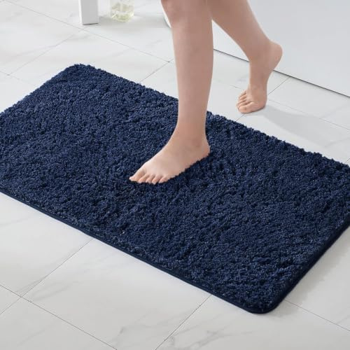 MIULEE Badezimmerteppich Badematte Weiche rutschfest Dunkelblau 50x80 cm | Badteppich Fußmatte Badematten & Badteppiche Bettvorleger Flauschig Teppich Duschmatte für Bade & Wohnzimmer Schlafzimmer