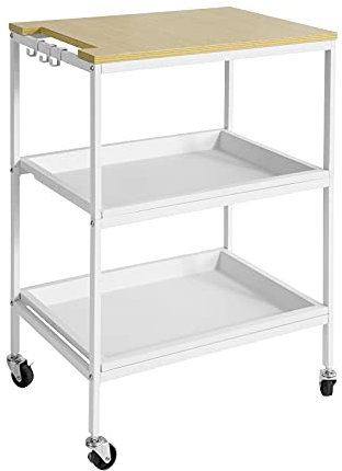 SoBuy, Rullvagn, rullvagn med 2 hyllor, serveringsvagnar, med hjul, SVW13-W