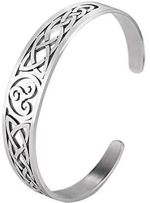 Dreamtimes Armreif aus Edelstahl nordisches Wikinger-Design Triskele irischer keltischer Knoten Vintage-Amulett Schmuck Geschenke für Damen Herren Teenager Edelstahl