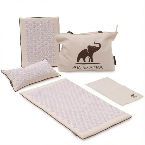 AKUMATRA ® Premium Eco XL - Tappetino per agopressione con cuscino, per massaggio ergonomico in caso di dolore, tensione e stress