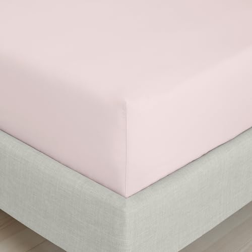 Bianca Fine Linens Bedroom 200 Thread Count Cotton Percale Single Fitted Sheet 32cm Depth Blush Pink
