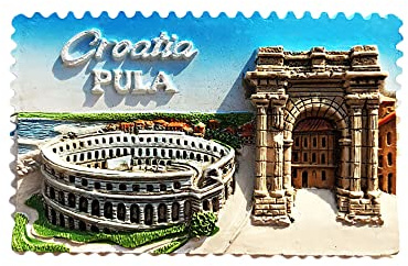 Kroatien Pula 3D-Kühlschrankmagnet, Souvenir, Geschenk, Harz, handgefertigt, Kroatien, Kühlschrankmagnet, Heim- und Küchendekorationskollektion