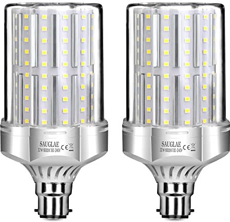 SAUGLAE 32W LED Lampen, 260W Glühlampen Äquivalent, 6000K Kaltweiß, 3600Lm, B22 Bajonett Kappe LED Leuchtmittel, 2 Stück