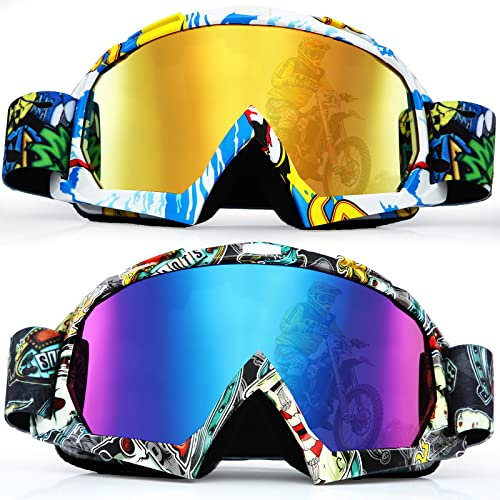 Fiada ATV-Schutzbrille für Erwachsene, Dirt-Bike-Schutzbrille, Anti-Beschlag, Motorrad, Ski, Motocross-Brille für Männer und Frauen, Reiten, Rennen, 2 Stück (klassisch)