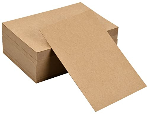 100 Pezzi Scheda Vuota Bianca A6, 350 g/m² Biglietti da Visita in Bianco Cartoncini in Cartone,Carta di Messaggio Kraft Paper Carte per Appunti Biglietto D'invito Graffiti Disegno,15x10 cm (Marrone)