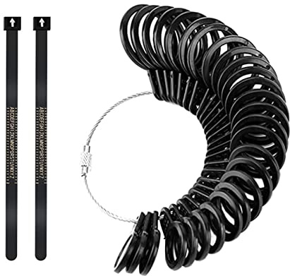 Erthree Ring Gauge UK Sizes, Ring Sizer UK, Ring Sizer Gauge Set, A-Z Ring Size Measurement Tool, Sizing Belt Measurement Scales Kit Tools for Measuring Rings Women & Men(Black)