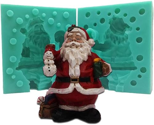 Christmas Santa Claus Silicone Mold Maker, 3D Handmake Soap Mold,Making Pendant Candle Clay DIY Mould, Bakeware Chocolate Pudding Fondant Mousse Baking Mould, Fondant Cake Decoration Baking Tool