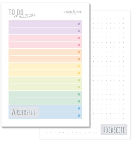 paper&you® A6 To-do Listen Block Rainbow mit 50 Blatt zum Abreißen - Notizblock, Tagesplaner, Organizer - nachhaltig & klimafreundlich
