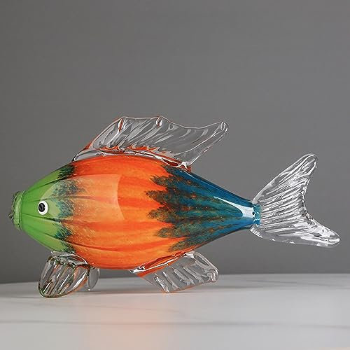 DECRZPB Handgefertigte Bunte Fische aus Glas Tropische Fische Figur aus geblasenem Glas farbige Glasur Briefbeschwerer Geburtstagsgeschenk Tischdekoration Heimdekoration