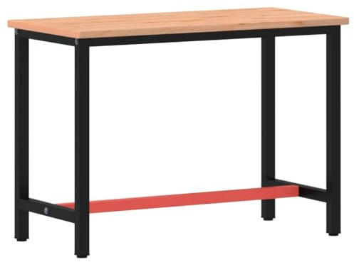 vidaXL Werkbank 115x55x81,5 cm Massivholz Buche und Metall