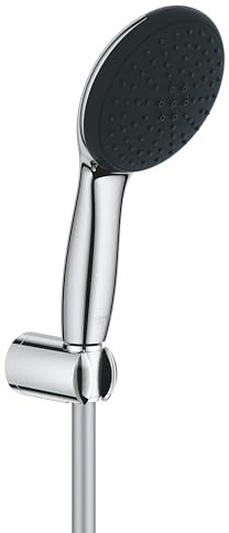 GROHE Vitalio Start 110, Ensemble de Douche avec Douchette Ronde 2 jets, Support de Douche Mural Universel, Flexible 1,75m, Economie d'Eau, A coller avec GROHE QuickGlue ou à visser, Chromé, 27950001