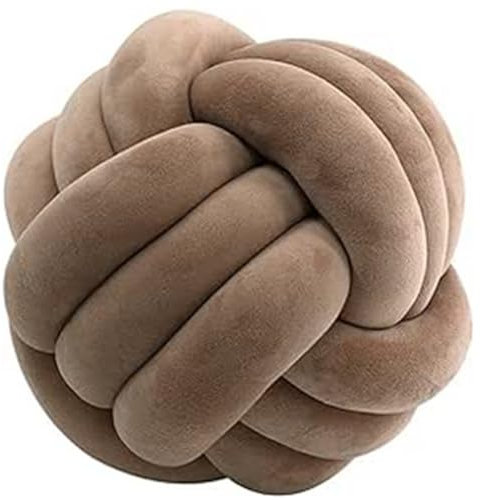 OUKEYI 25 cm weiches Knotenballkissen, runde Wurfkissen, Kinderzimmer-Dekoration, Plüschkissen, Dekokissen für Zuhause, Schlafzimmer, Sofa, Bett, Boden (Kaffee)