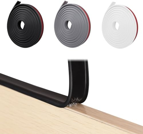 Guittly U-Form Selbstklebend Möbelkantenband, 5m×12mm Flexible TPE Faltbarer Kantenschutz für Schrankkanten, Möbelkantenleiste für Tisch Schränke Stühle Regale Restaurierung (Schwarz-5m×12mm)