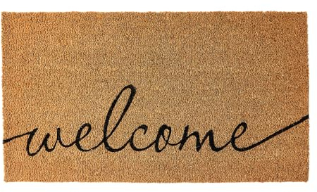 KANKUN Coco Coir Door Mat with Heavy Duty Backing, Welcome Doormat (17 x 30), Doormat Entrance (Welcome1-1Pack)