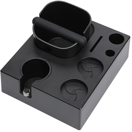 Les-Theresa Espresso Knock Box Station, Coffee Tamper Set Multifunctional Espresso Tamping Station, Coffee Knock Box Abs Espresso Tamper Station for Home Office Cafe Bar (51-54Mm)