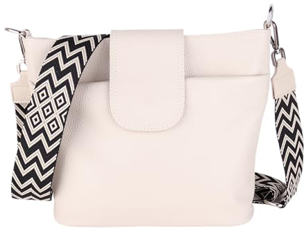MIRROSI® Umhängetasche Damen, Echtleder, Made in Italy, BOHO Style30x24,50x9cm (BXHXT) viel Stauraum, Handtasche, Brusttasche, Crossbody Bag (1 Tasche & 2 Gurte)