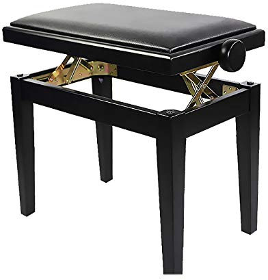ASumPio Klavierhocker, Höhenverstellbar, Klavierhocker, Klavierbank Mit Holztastatur Und Dickem Kissen, Sitz Aus Pu-Leder, Solo-Tastatursitz,Black