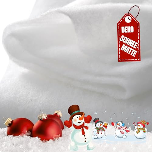Qooltex Schneedecke 100x160cm LxB 10mm dick - Kunstschnee Deko Schneematte | Schneevlies Weiß in vielen Maßen - Schneedeko Watte Kunstschnee aus der Rolle - Künstliche Schneewatte