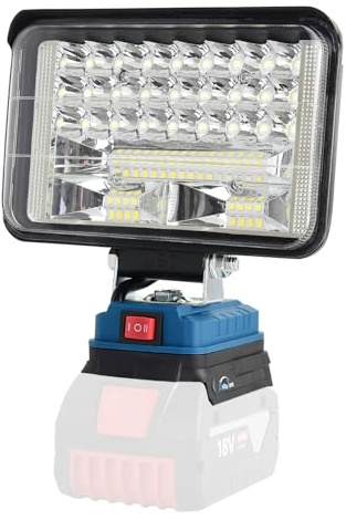 AUTOJARE Batterilampa kompatibel med Bosch 18 V, 60 W, trådlös LED-arbet, 5 200 lm, bärbar strålkastare, 2 inställningar för ljusstyrka, byggarbetsplatser, lampa med 2 USB-laddning (5 tum, inget