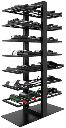MetaloPro Étagère à Vin Métal Noir 70 Bouteilles, Casier à Vin Industriel Stable, Range Bouteilles Grande Capacité, Meuble de Stockage Robuste pour Cuisine, Cave ou Bar – 140x80x30 cm
