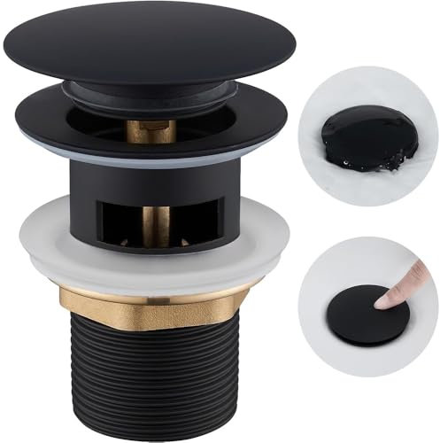 Vetrineinrete® Piletta di scarico universale 1/4 nera per lavandino bidet pop-up tappo click clack a pressione